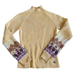 Vintage Women’s The North Face A5 Series Yellow Aztec Turtleneck Sweater Medium